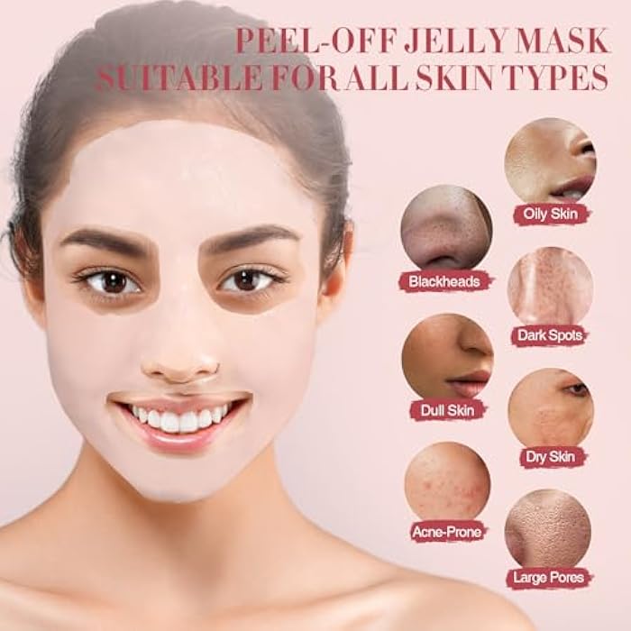RIHAKO Jelly Mask For Facial Skincare Gift Kits, Peel-Off Hydrating Icy Jelly Mask, Hydrogel Jelly Face Mask Set,Turmeric Vitamin C, Rose & Green Tea,Diy Home Spa Kit - Gift for Him & Her - Image 3