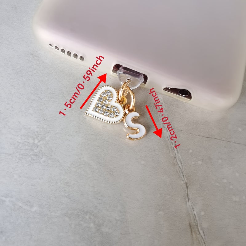 New Creative Diamond Embellished Heart Letter Phone Dust Plug For Iphone 5 To 14 Interface - Image 3