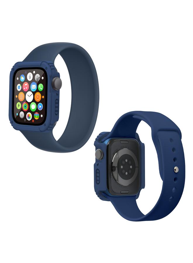 erorex 2 In 1 Screen Tempered Glass Film Protective Case For Apple Watch Series 6 / 5 / 4 / Se 40Mm(Midnight Blue) - Image 5