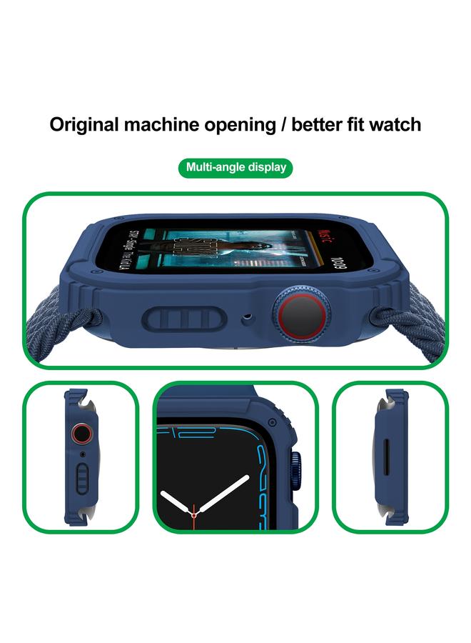 erorex 2 In 1 Screen Tempered Glass Film Protective Case For Apple Watch Series 6 / 5 / 4 / Se 40Mm(Midnight Blue) - Image 4