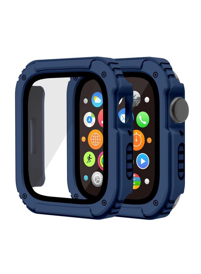 erorex 2 In 1 Screen Tempered Glass Film Protective Case For Apple Watch Series 6 / 5 / 4 / Se 40Mm(Midnight Blue) - Image 1