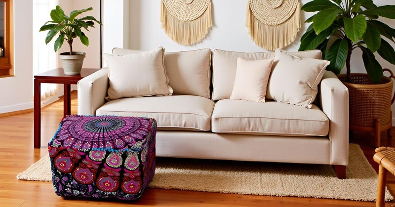 CRAFT KALA غطاء وسادة طاولة مربعة ذات تصميم هندي تقليدي من ، بحجم 18×18×14 بوصة، بلون الفيل الأزرق الغامق. - Image 2