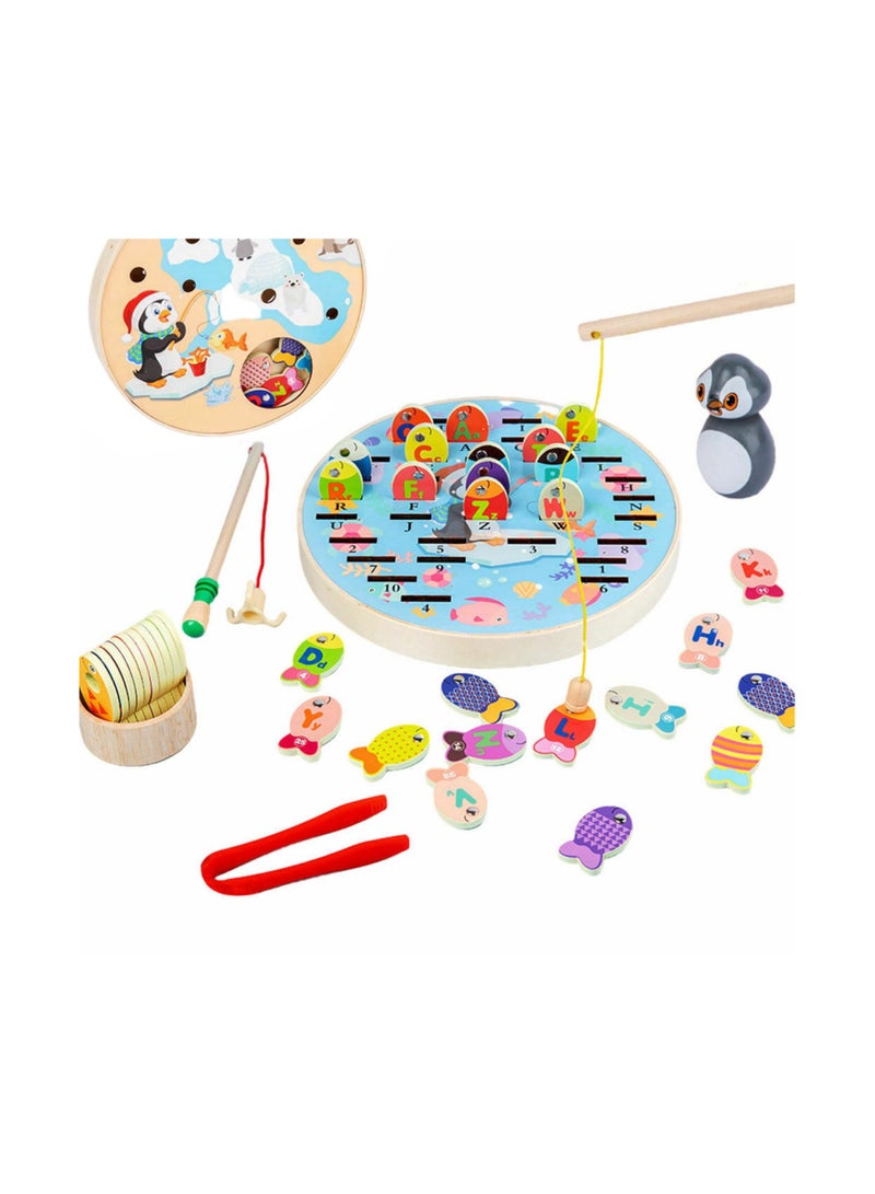 Highland Wooden Alphabet Number Magnetic Fishing Game Toy for 3+ Year Kids - Image 2
