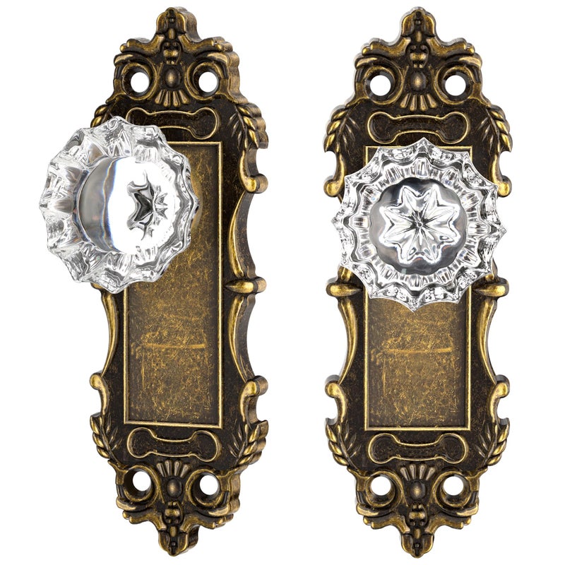 CEYMIO Antique Dummy Door Knobs Interior Bronze 2 Pack Doorknob Crystal Glass Closet Door Handle Vintage Door Pulls for Pantry Door Hallway - Image 1