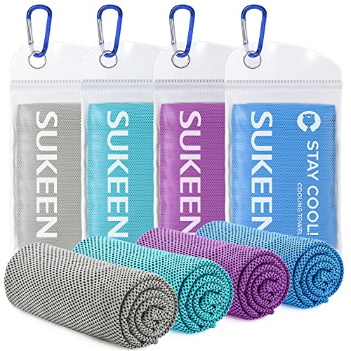 Sukeen 4 Pack Cooling Towels 40x12 Cooling Neck Wraps Ice Towel Soft Breathable Chilly TowelMicrofiber Towel for YogaSportRunningGymWorkoutCampingFitnessWorkout More Activities - Image 1