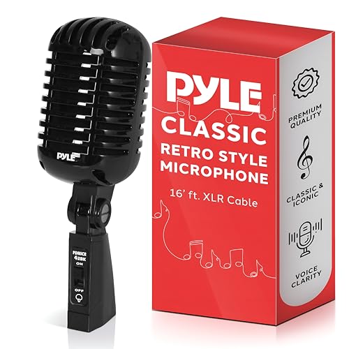 Pyle Classic Retro Dynamic Vocal Microphone - Old Vintage Style Unidirectional Cardioid Mic with XLR Cable - Universal Stand Compatible - Live Performance, In Studio Recording, Black - Image 1