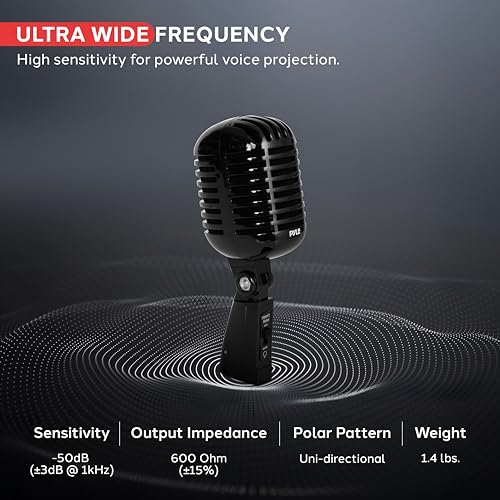 Pyle Classic Retro Dynamic Vocal Microphone - Old Vintage Style Unidirectional Cardioid Mic with XLR Cable - Universal Stand Compatible - Live Performance, In Studio Recording, Black - Image 5