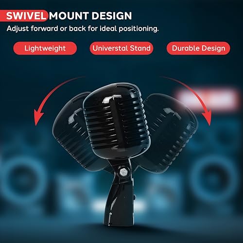 Pyle Classic Retro Dynamic Vocal Microphone - Old Vintage Style Unidirectional Cardioid Mic with XLR Cable - Universal Stand Compatible - Live Performance, In Studio Recording, Black - Image 4