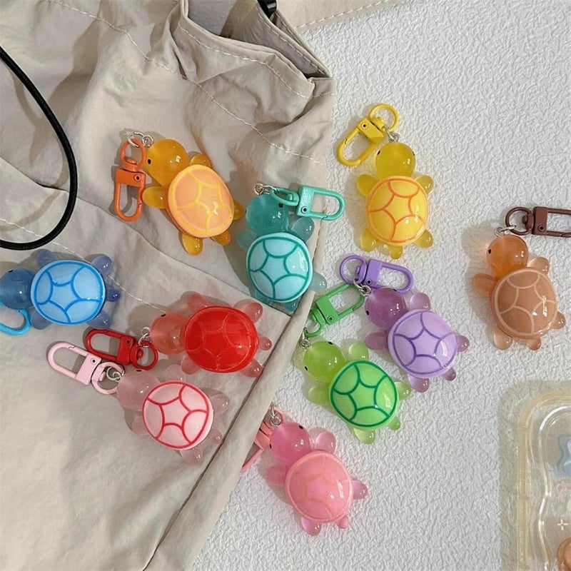 6pcs Cartoon Resin Luminous Little Turtle Keychain Pendant - Glow in the Dark Backpack Decoration - Image 4