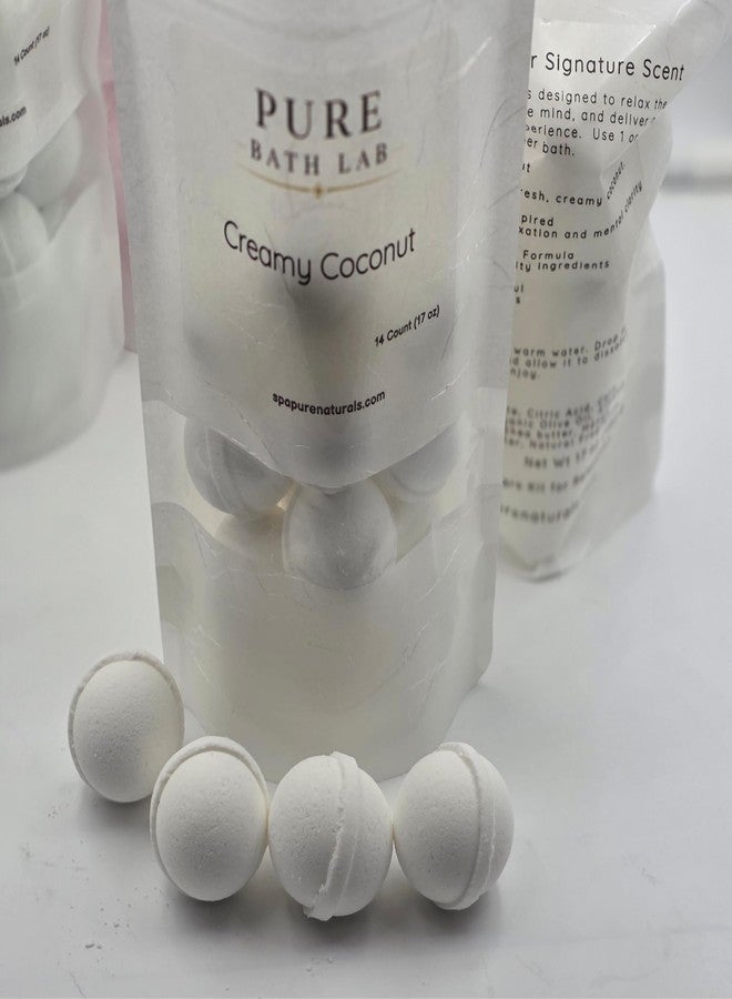 Spa Pure Creamy Coconut Bath Bombs: Made in USA with Shea, Mango and Cocoa Butter, Ultra Moisturizing...Great for Dry Skin, All Skin Types (14 Count) Pack of 1 - Image 1