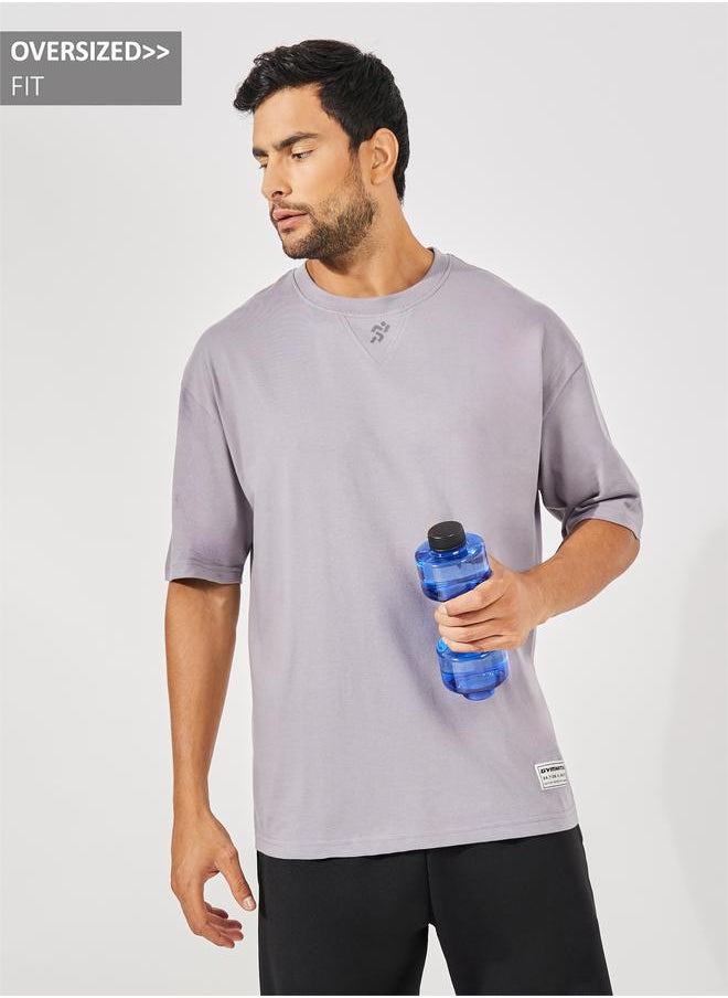 Styli - Cotton Rich V Neck Oversized Athleisure T-Shirt - Image 1