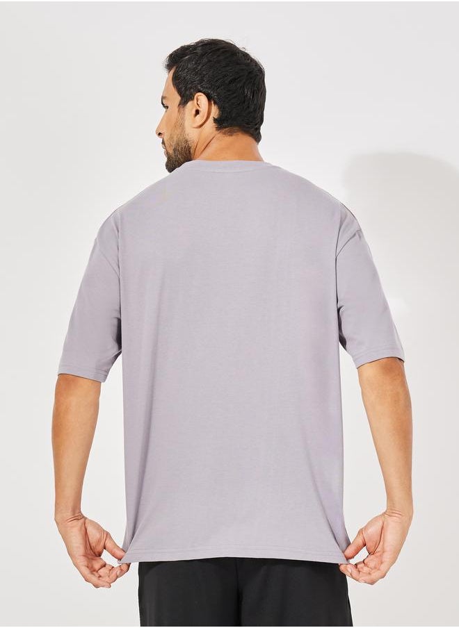 Styli - Cotton Rich V Neck Oversized Athleisure T-Shirt - Image 1