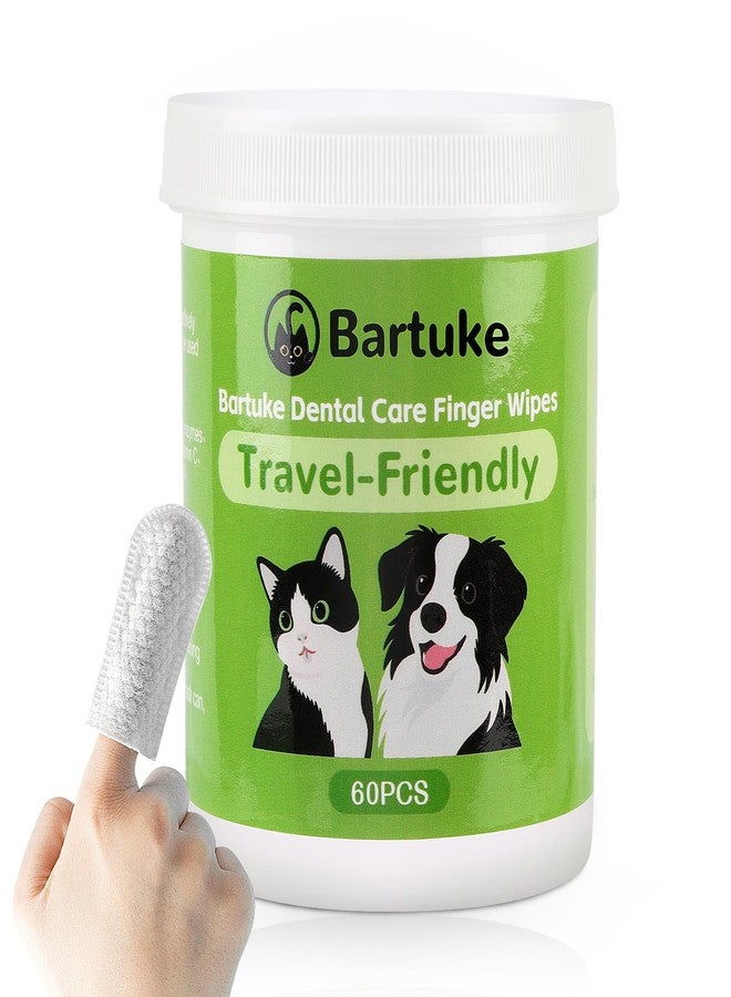 Bartuke Pet Dental Care Finger Wipes, 60 Counts Teeth Cleaning Finger Wipes for Dogs & Cats, Reduces Plaque & Tartar Disposable Gentle Cleaning & Gum Care Pet Wipes - Image 1