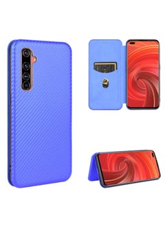 HuHa Case Cover For Realme X50 Pro / X50 Pro 5G Carbon Fiber Texture Horizontal Flip TPU + PC + PU Leather Case with Card Slot Blue 