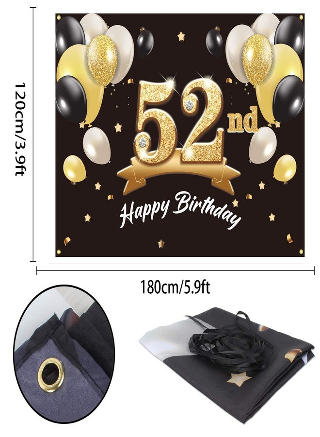 PAKBOOM Happy 52nd Birthday Banner Backdrop - 52 Birthday Party Decorations Supplies for Men - Black Gold 4 x 6ft - Image 2