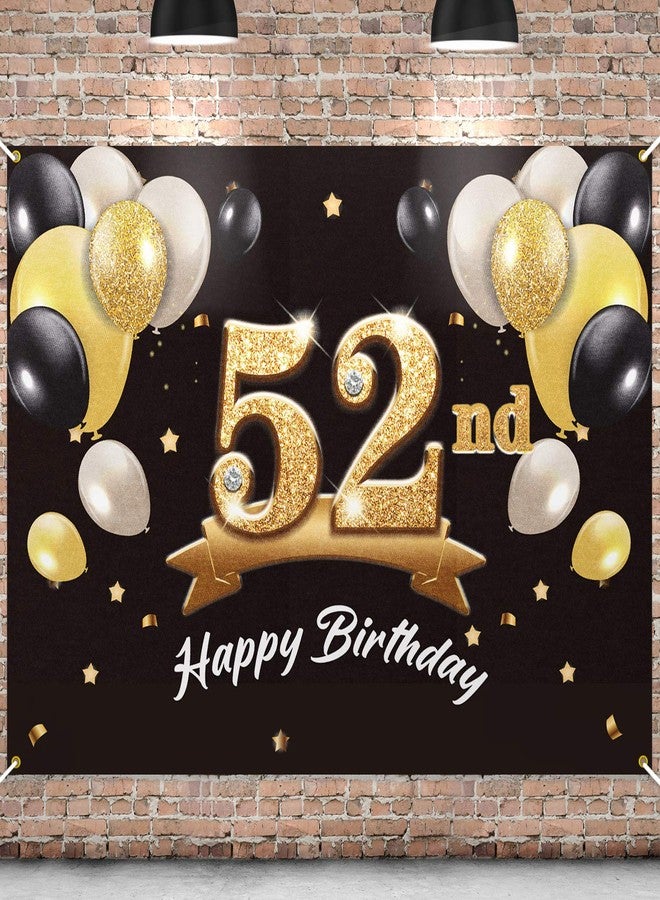 PAKBOOM Happy 52nd Birthday Banner Backdrop - 52 Birthday Party Decorations Supplies for Men - Black Gold 4 x 6ft - Image 1