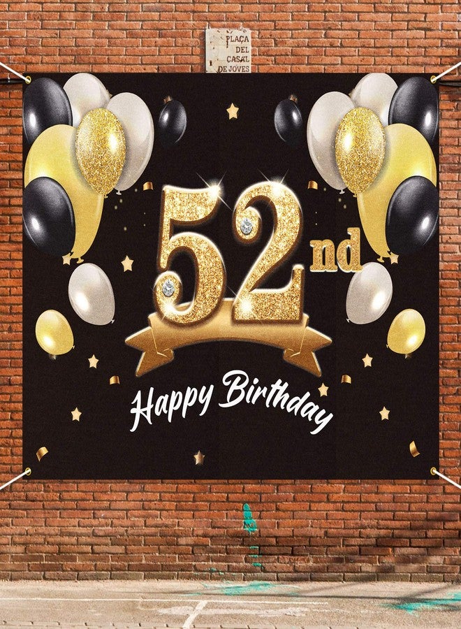 PAKBOOM Happy 52nd Birthday Banner Backdrop - 52 Birthday Party Decorations Supplies for Men - Black Gold 4 x 6ft - Image 5