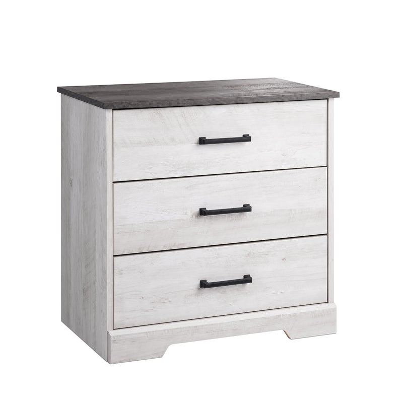 Prepac Rustic Ridge Farmhouse 3Drawer Nightstand Chest of Drawers for Bedroom Wooden Bedroom Dresser with 3 Storage Drawers 1625in x 275in x 2675in Washed White