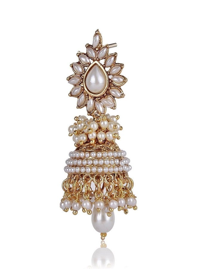 Shining Diva White Gold-Plated Jhumki Earrings For Women - Image 3