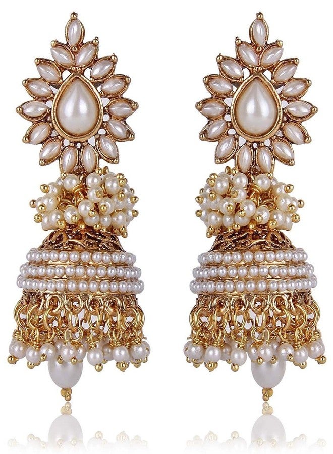 Shining Diva White Gold-Plated Jhumki Earrings For Women - Image 1