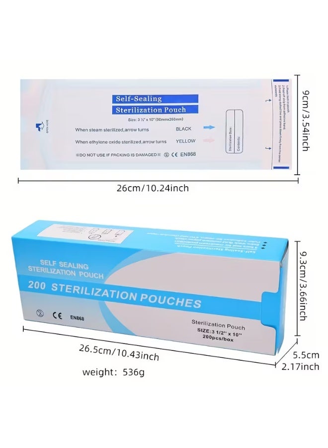 HK 200-Piece Self Sealing Sterilization Pouch White/Blue 90mmx260mm Small - Image 3