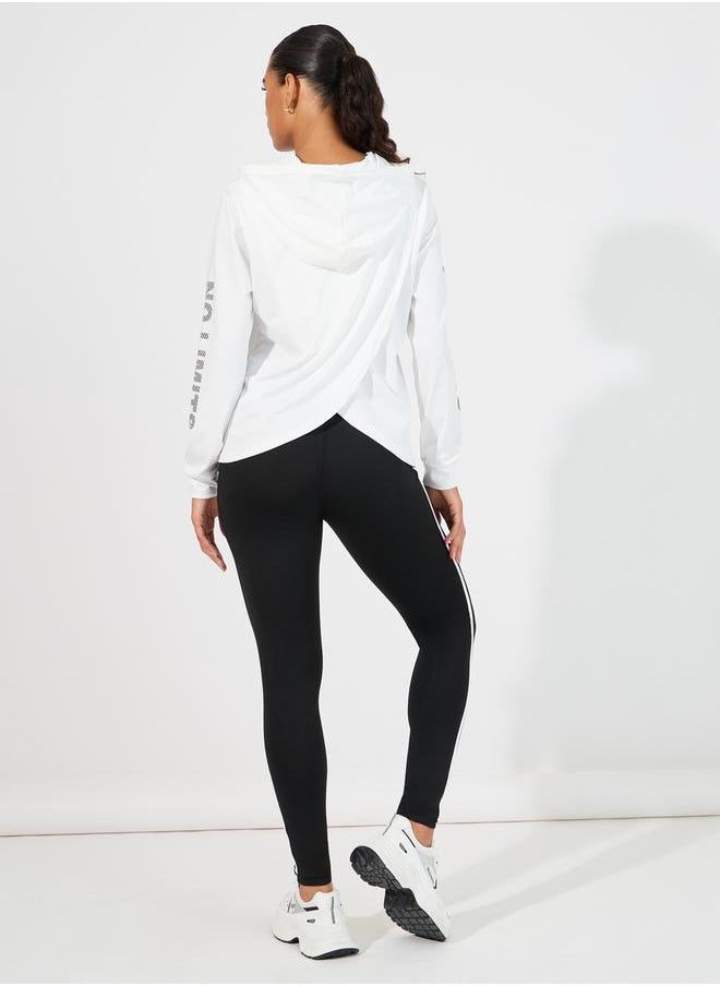 Styli Arm Faded Text Effect Detail Deep Hem Back Hooded Top & Leggings Set  - Image 4