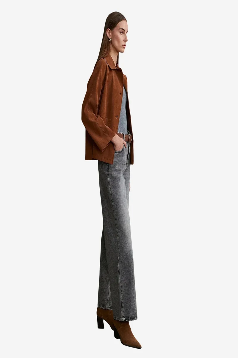 ديلفين DILVIN Women's Suede Button Jacket