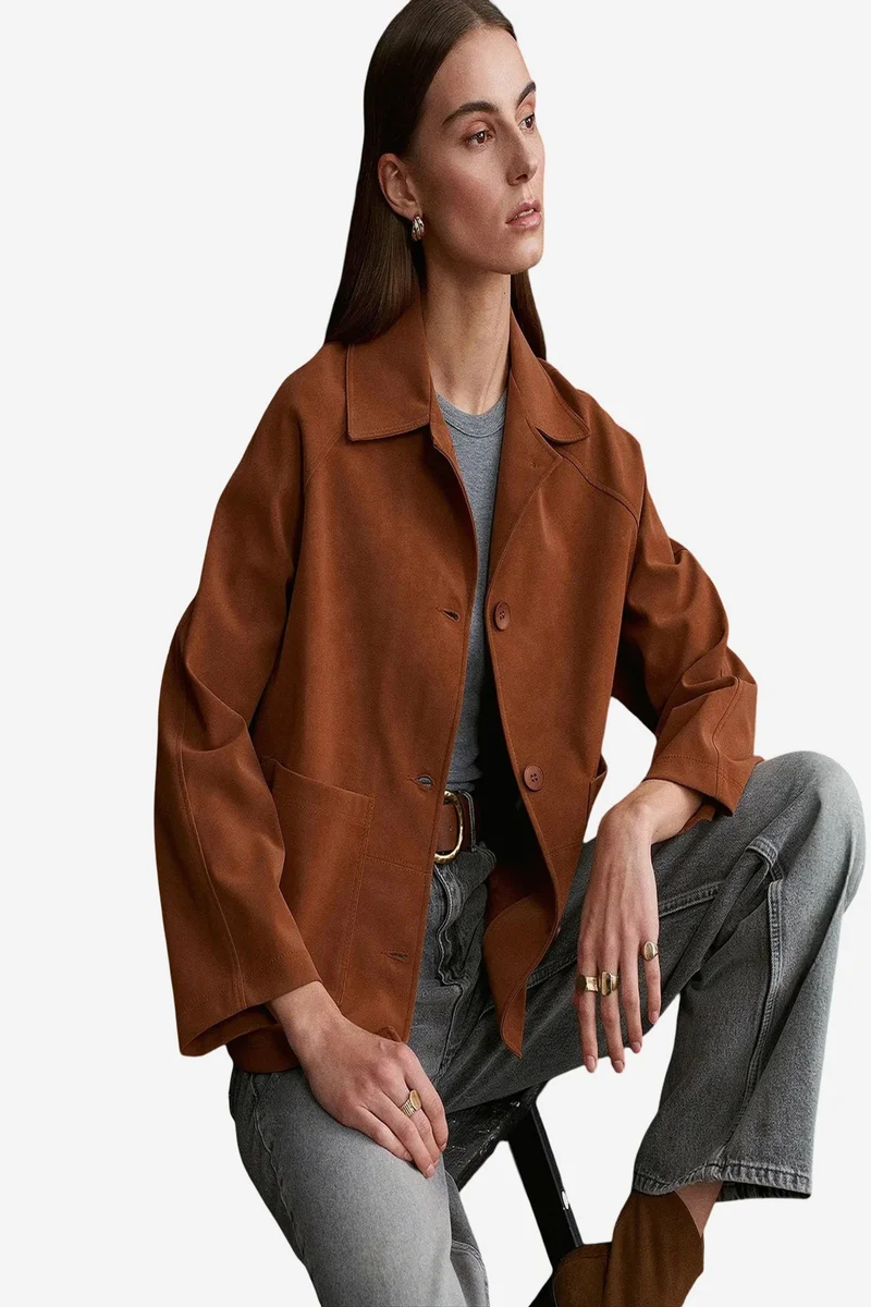 ديلفين DILVIN Women's Suede Button Jacket