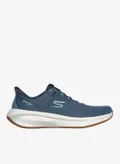 SKECHERS SLATE MESH/IRIDESCENT SYNTHETIC/LIGHT BLUE TRIM