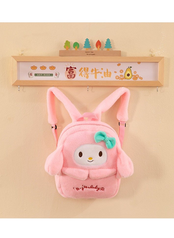 Sanrio Melody Plush Backpack, Mini Cartoon Double Strap Shoulder Bag, Soft Fluffy Casual Backpack for Women, Best Gifts for Her  - Image 1