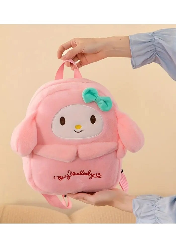 Sanrio Melody Plush Backpack, Mini Cartoon Double Strap Shoulder Bag, Soft Fluffy Casual Backpack for Women, Best Gifts for Her  - Image 3