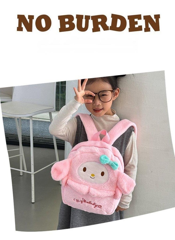 Sanrio Melody Plush Backpack, Mini Cartoon Double Strap Shoulder Bag, Soft Fluffy Casual Backpack for Women, Best Gifts for Her  - Image 4
