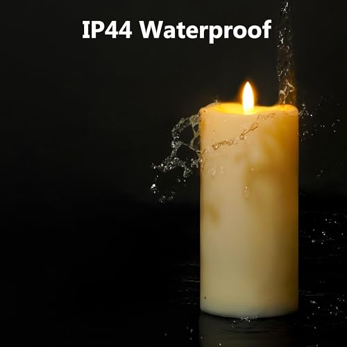 TFROSIM Outdoor Solar Powered Candles, 3" x 6" Ivory White Flickering Flameless Candle Set, LED Rechargeable Pillar Waterproof Candles for Outdoor Lanterns,Patio Decor, Set of 2 - Image 3