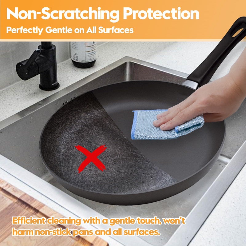 Phafaloop 16 Pcs Multipurpose Wire Dishwashing Rags, Upgraded Dual-Sided Non Scratch Wire Dishcloth, Reusable Metal Wash Cloth, Steel Wool Cleaning Cloths for Kitchen, Cookware, Sinks, Stove Tops - Image 4