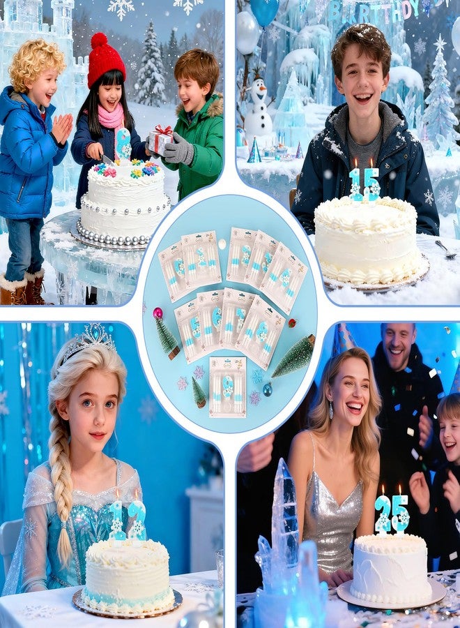 IDIJOLI Blue Frozen Birthday Candles White Snowflake Number 3 Candle Set Cupcake Toppers Winter Themed 3rd Birthday Party Decorations Anniversary Celebrations Supplies Favors - Image 5