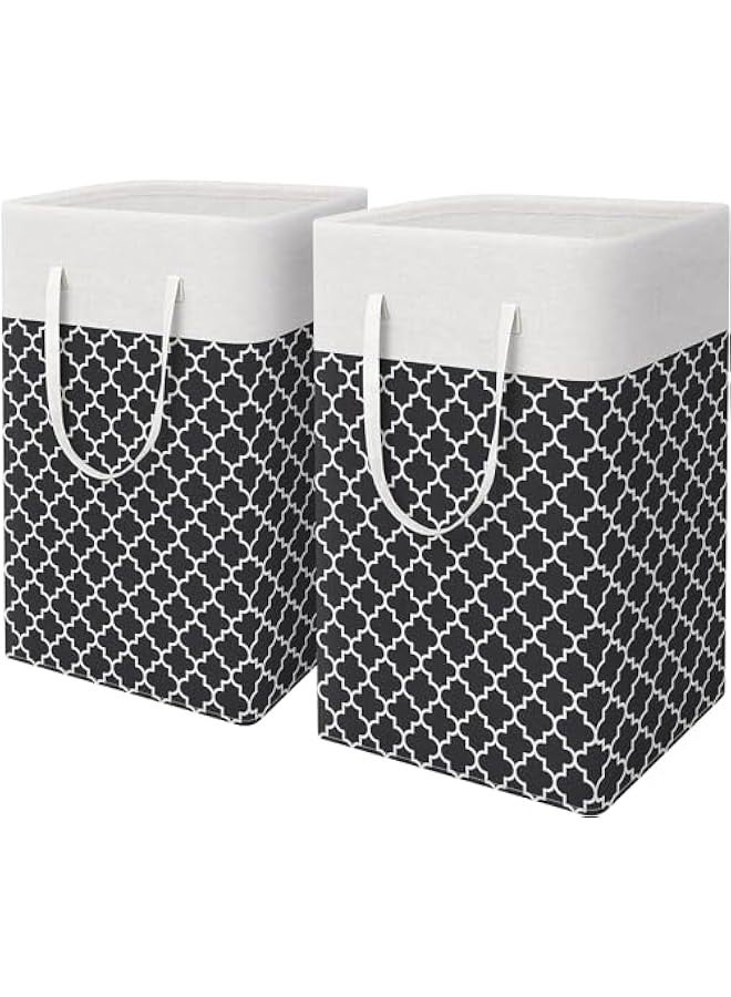 بيوينتي سلة غسيل كبيرة ، 2 حزمة كيس غسيل قابل للطي مع مقابض ممتدة ، غسيل مقاوم للماء ، غسيل مستقل ، لعب الملابس في السكن والعائلة (كلوفر أسود ، 75 لتر) - Image 1