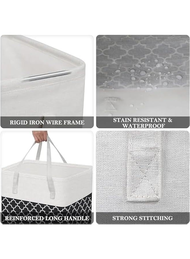 بيوينتي سلة غسيل كبيرة ، 2 حزمة كيس غسيل قابل للطي مع مقابض ممتدة ، غسيل مقاوم للماء ، غسيل مستقل ، لعب الملابس في السكن والعائلة (كلوفر أسود ، 75 لتر) - Image 3