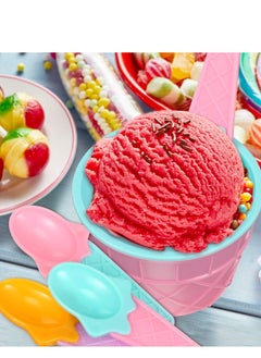 SYOSI Reusable Plastic Ice Cream Bowls and Spoons Candy Colors Ice Cream Cups Summer Party Decorations Ice Cream Party Favors Ice Cream Party Supplies for Yogurt Pudding Baking  - Image 4