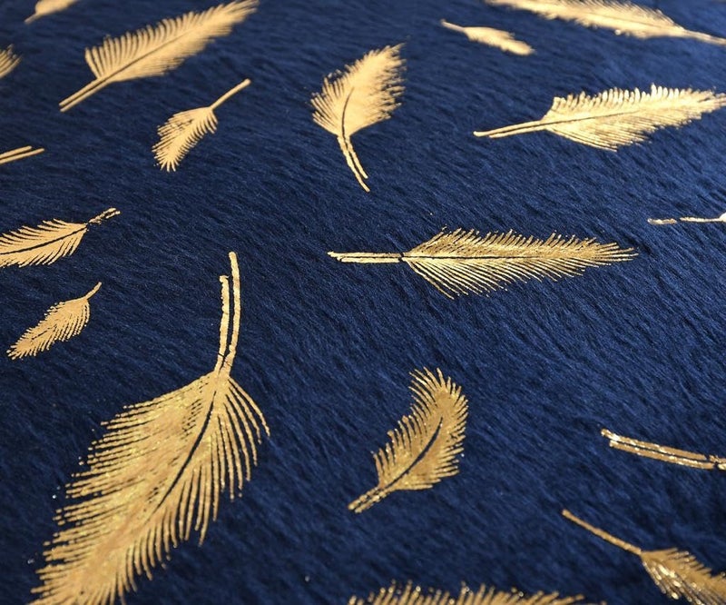 HOMECROWN Velvet Cushion Covers 16x16 Inch – Set of 3 Pcs, Golden Feather Print, Soft Faux Fur Decorative Throw Pillow Covers for Sofa, Couch, Bed, Living Room (Blue) - Image 4