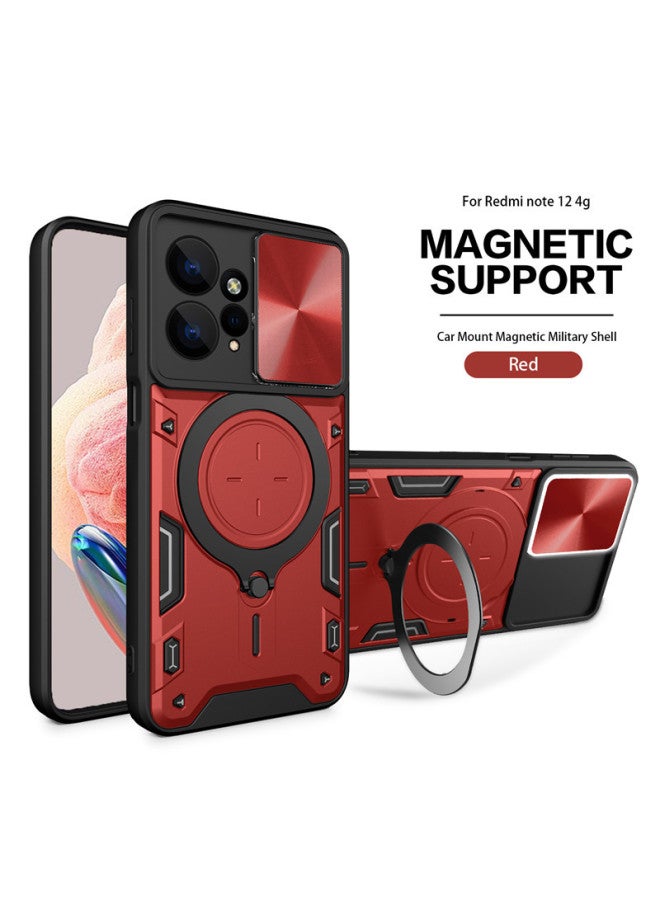 For Xiaomi Sliding Window Phone Case Car Ring Drop-resistant Protective Case  Red rice 13C 4G/Poco C65 4G 