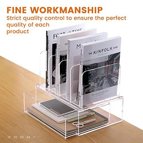 HeZone Desk Organizers and Accessories, Acrylic Desk Organizer with Drawer, Office Supplies Organization Storage, Clear Acrylic File Organizer for Desk - 1 Pack - Image 5