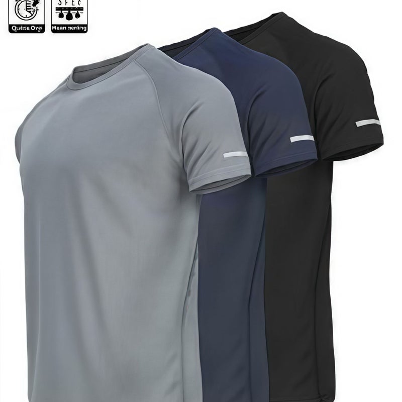Men's Quick Dry Short Sleeve Sports T-Shirt Multi Pack - Image 1