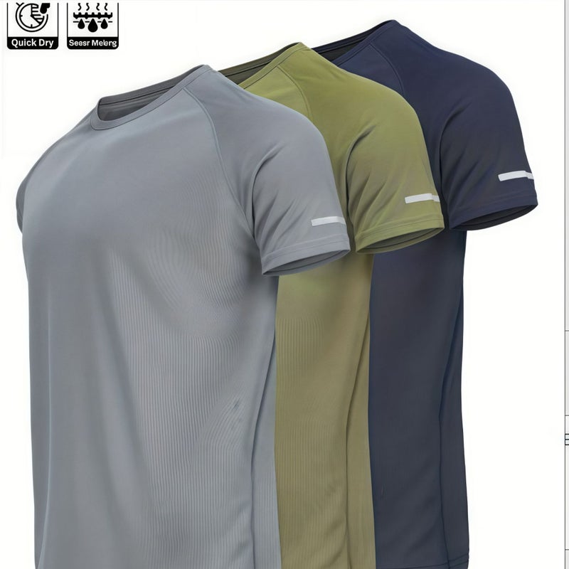 Men's Quick Dry Short Sleeve Sports T-Shirt Multi Pack - Image 2
