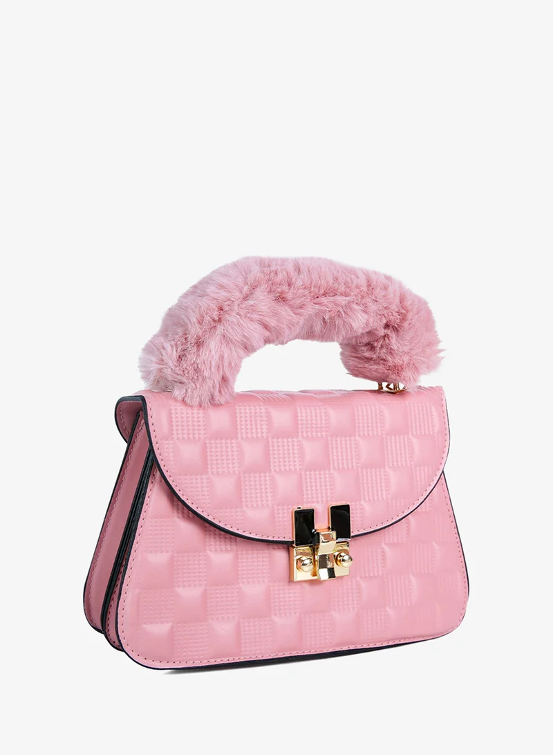 London Rag BG5410_Pink London Rag Pink Quilted Faux Leather Sling Bag for Women | Best Price UAE