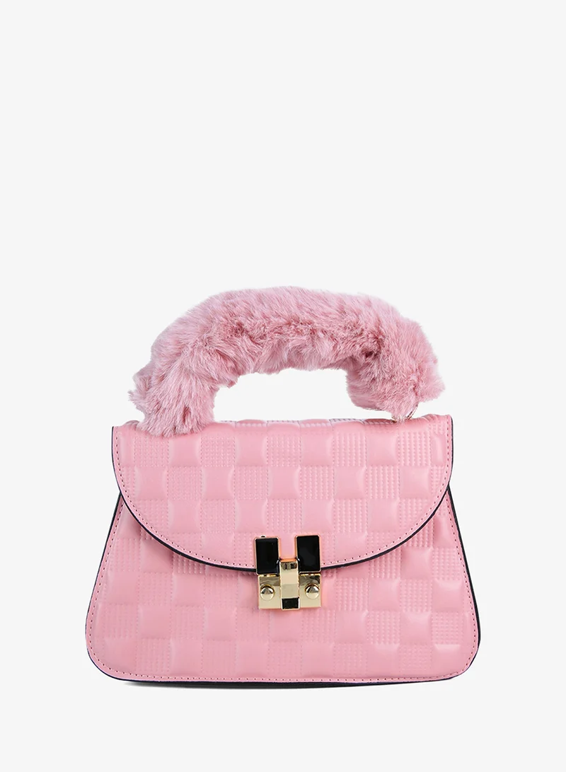 London Rag Pink Quilted Faux Leather Sling Bag