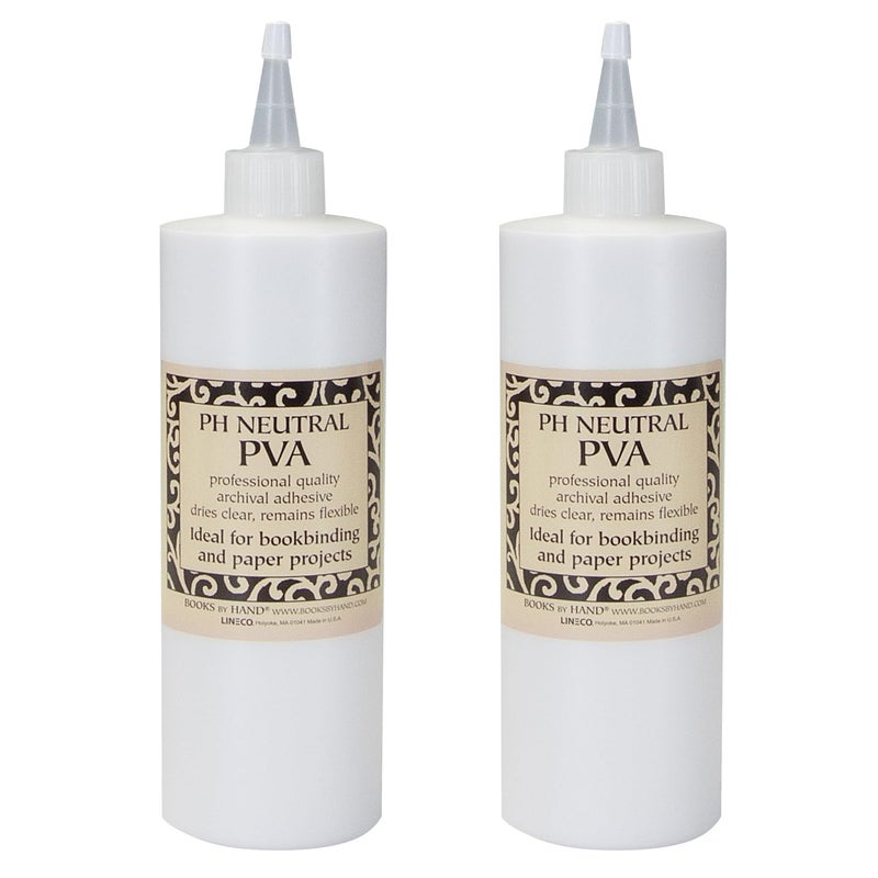 Lineco Books by Hand pH Neutral Adhesive, Archival Quality Acid-Free Dries Clear and Quick Water Soluble Lay-Flat Property, 16 Ounces (Set of 2) - Image 1