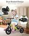 RIDYEE Toddler Tricycle for 15 to 5 Years Tricycle for Ages 24 Years ExtraWide Rear Wheelbase for Stability Trikes for Kids 13 with Dual Storage Baskets Easy to Carry Seat Green - Image 4