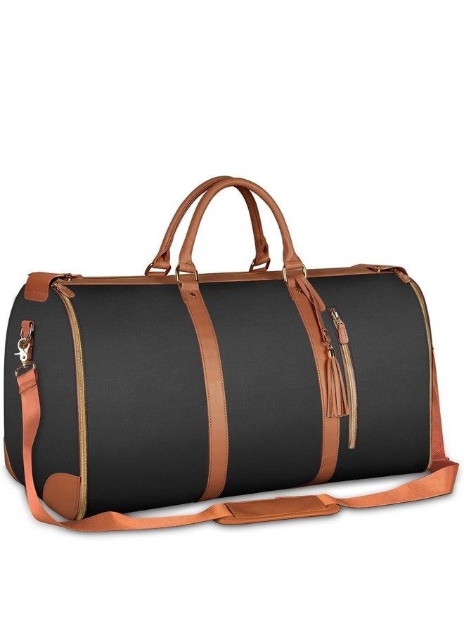 SPECULO Leather Garment Bags For Travel, Convertible Carry On Garment Bag Large Duffle Bags For Women, 2 In 1 Hanging Suitcase Suit Water Resistant Duffel Travel Bags With Shoe Pouch (Black), 25.4 cm - Image 1