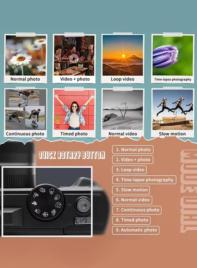 Generic 5K 75MP Digital Camera Point and Shoot Vlogging Camera with 64GB SD Card 18X Zoom 3 inch 180° Flip Screen Wide Angle Macro Lens Anti Shake Compact Travel Camera for Beginner Gift - Image 4