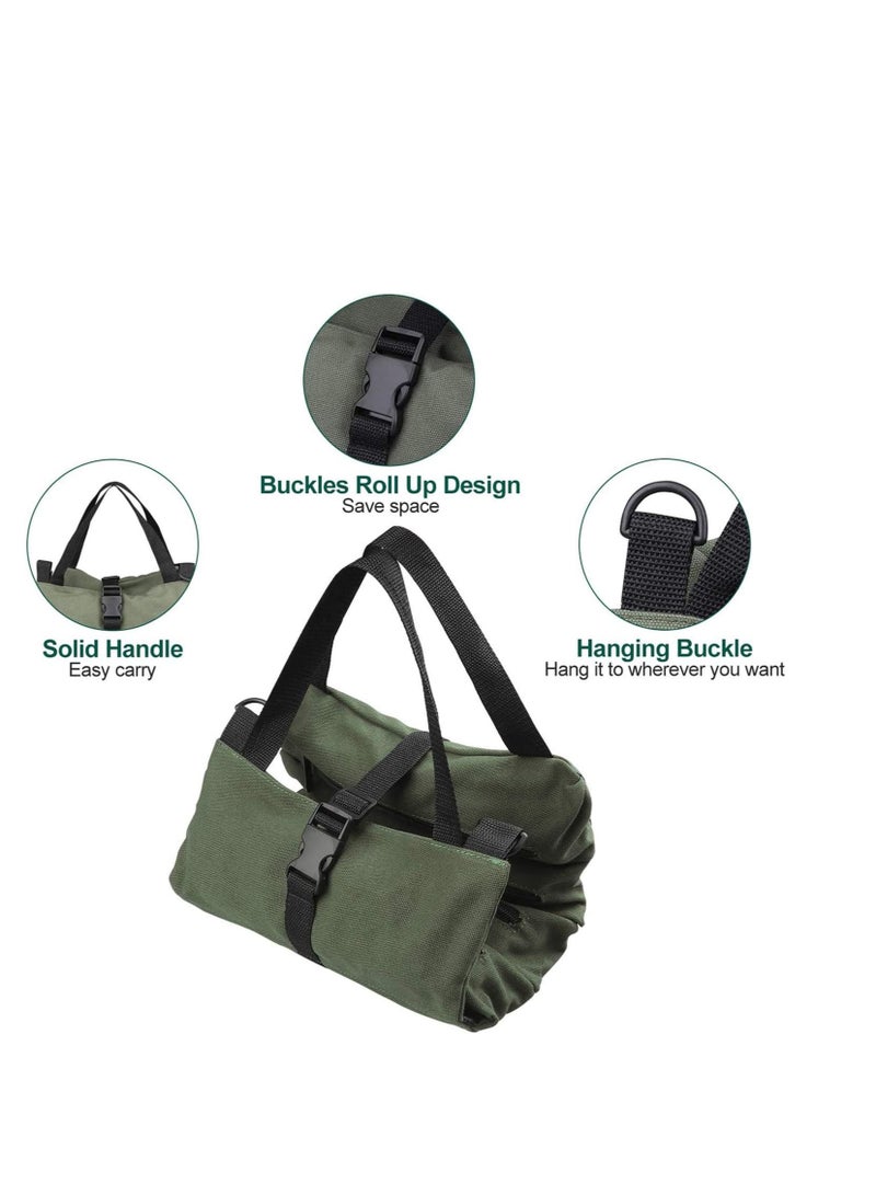 Super Tool Roll Up Bag/Pouch,Durable Canvas Wrench Tool Roll Up Pouch With 5 Zipper Pockets,car Back Seat Organizer Green - Image 4